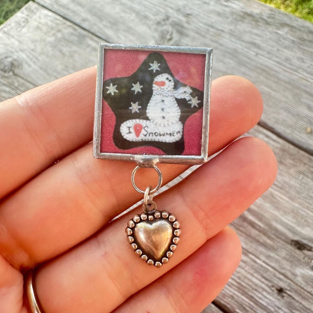 Vintage Jewelry Snowman Brooch Handcrafted Winter Brooch Pin - Picture 1 of 2